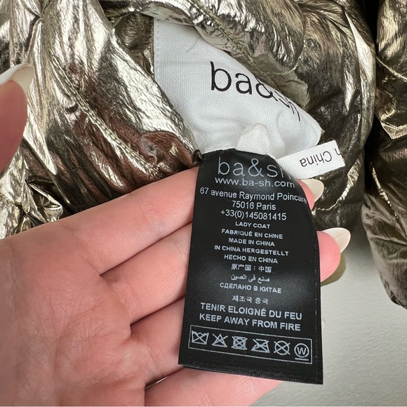 Ba&sh Blouson Roy Gold Metallic Dore Puffer Reversible Jacket Size Large NWT - Picture 7 of 10